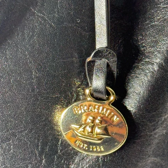 Brahmin Duxbury Satchel Black Charleston Leather Zip Top handle crossbody - Picture 7 of 14